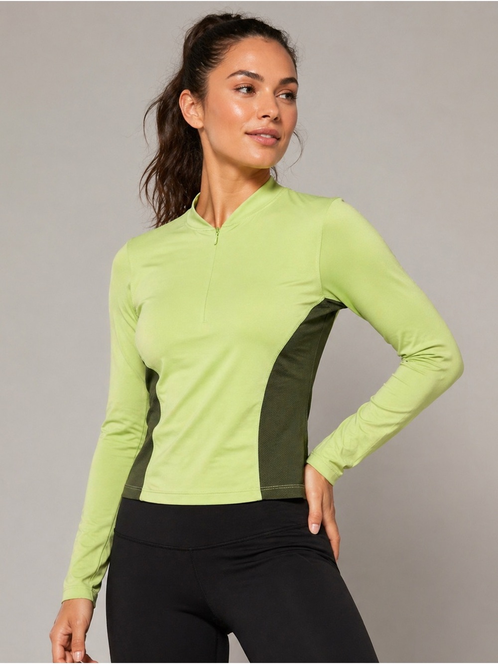 C9 by Champion Athletic Zip Top – Green, Size M – Long Sleeve Performance Shirt